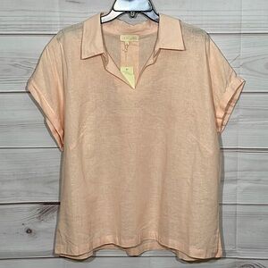 NWT Lucy & Laurel Linen Blend Short Sleeve Top Size 1X